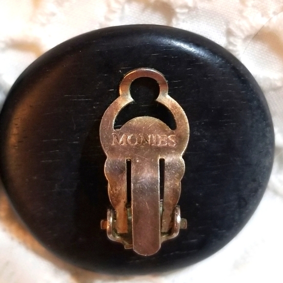 MONIES Gerda Lynggaard Horn Shell Vintage Earrings Signed - Picture 4 of 7